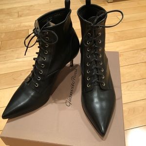 Gianvito Rossi black lace up ankle booties